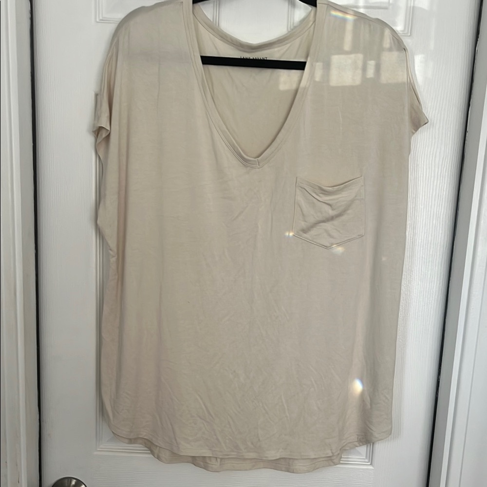 Lane Bryant Cream Short Sleeve Tee
